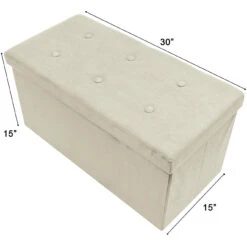 Faux Suede Storage Bench (Medium) -Sorbus Decor Shop 1 Biege DM New Main