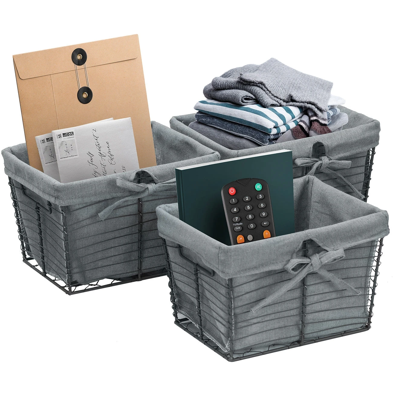 Wire Basket Bins (Set Of 3) 3 Wire Basket Bins (Set Of 3)