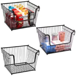 Farmhouse Wire Scoop Basket Bins (3 Pack)