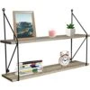 Floating Shelf With Metal Brackets (2 Tier) -Sorbus Decor Shop 1. WD 2TR GRW Main