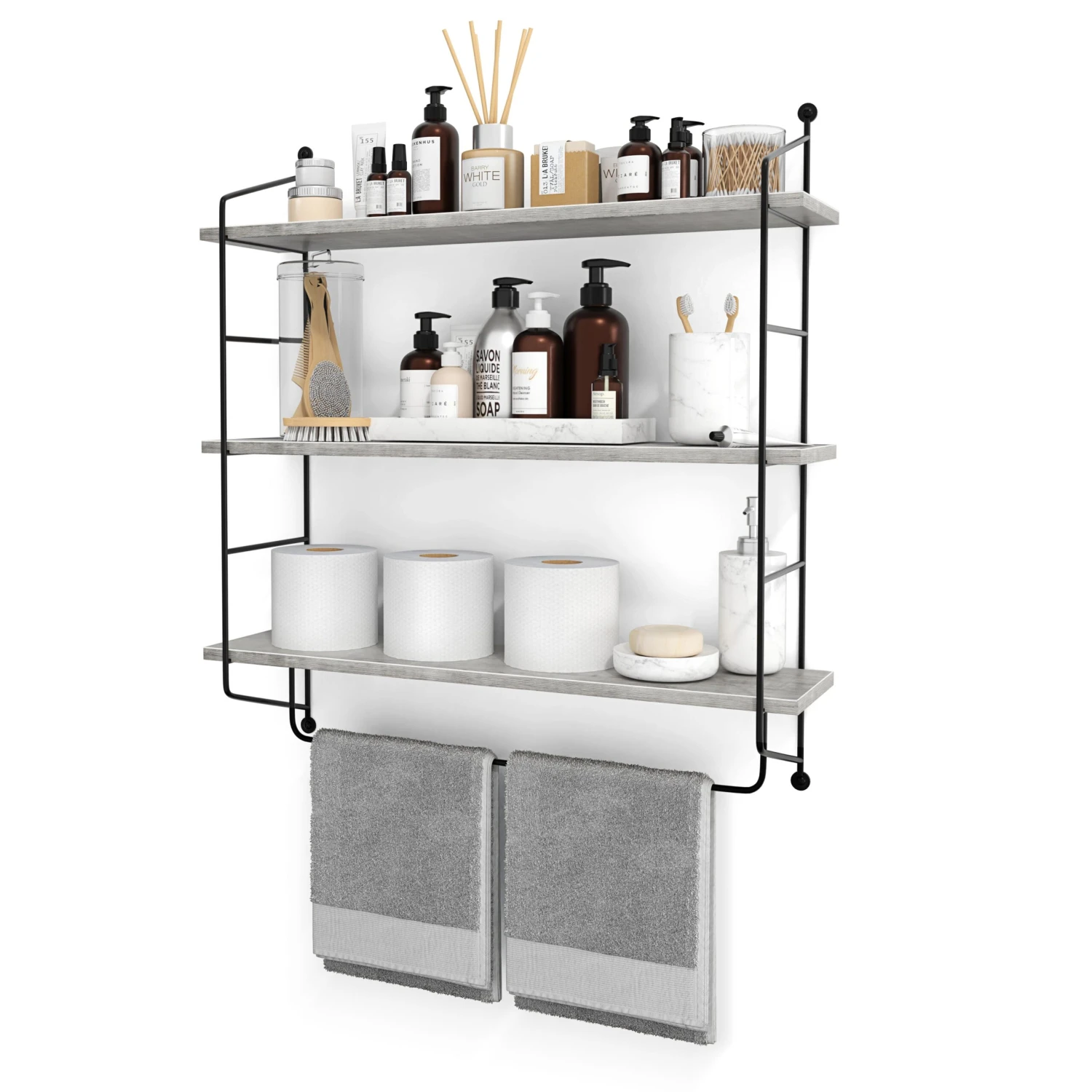 Floating Bathroom Shelf With Metal Brackets (3 Tier) 11 Floating Bathroom Shelf With Metal Brackets (3 Tier) - Image 9