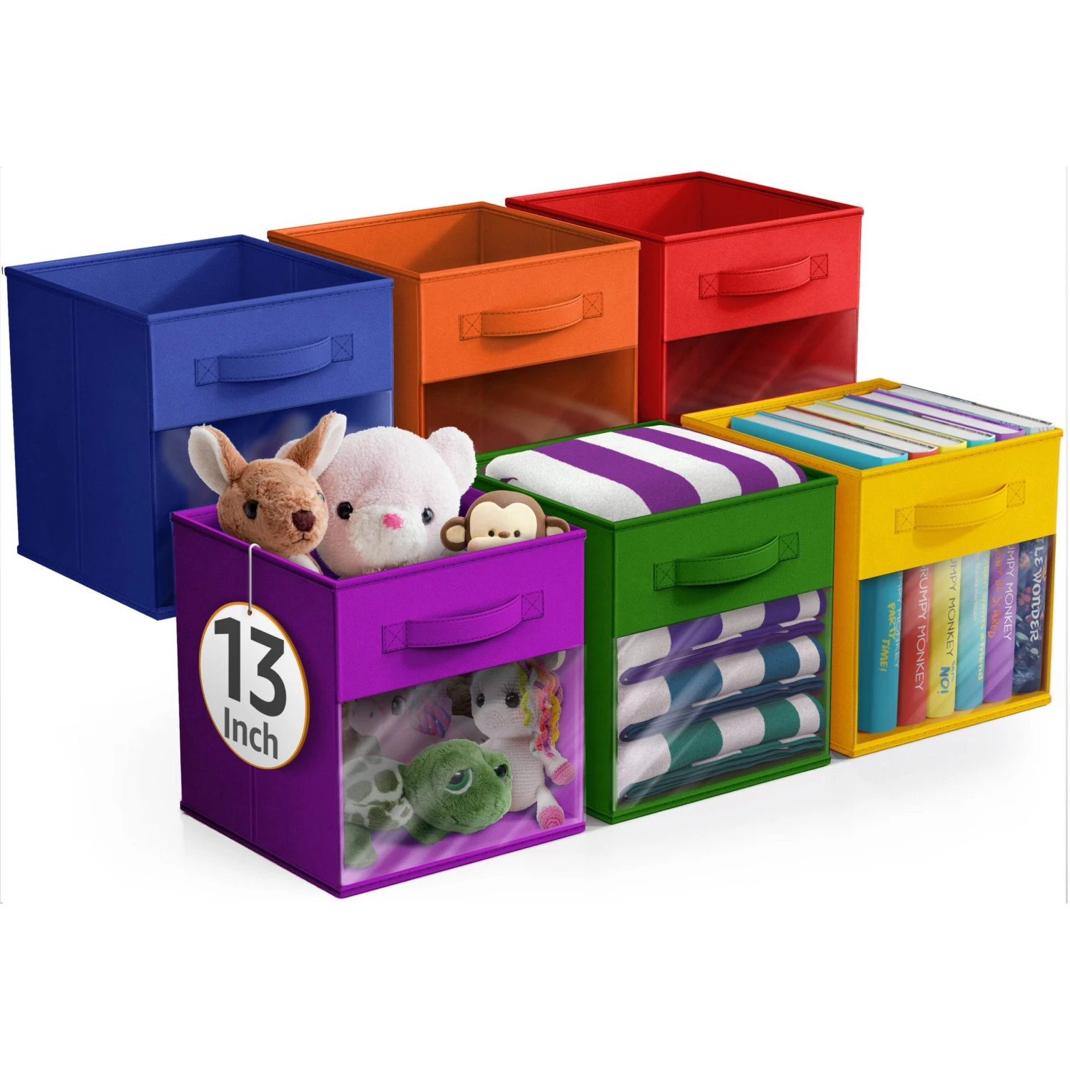 13" Large Cube Storage Bins With Windows (6 Pack Multi) 10 13" Large Cube Storage Bins With Windows (6 Pack Multi) - Image 8