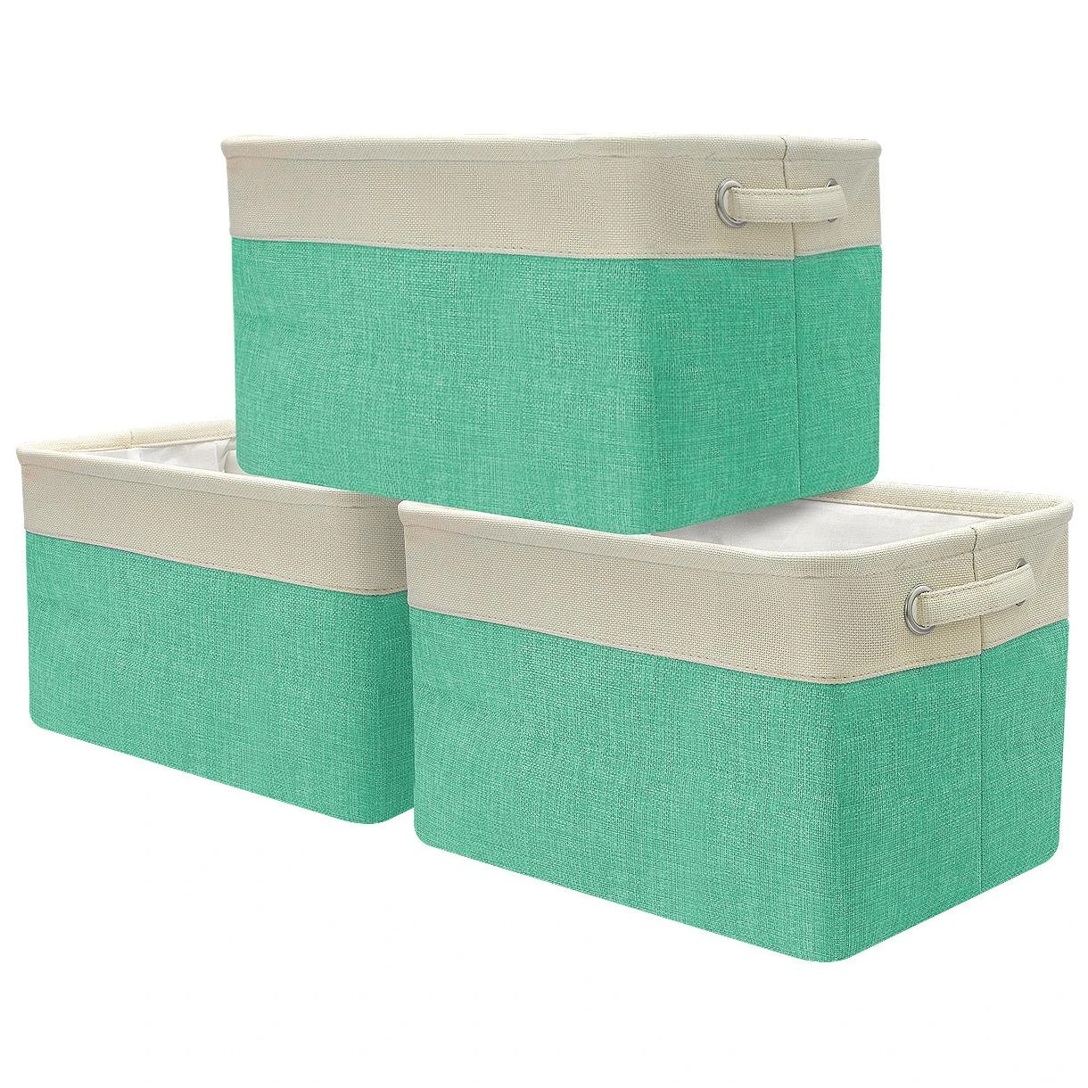 Twill Storage Basket Set With Trim (3 Pack) 6 Twill Storage Basket Set With Trim (3 Pack) - Image 4