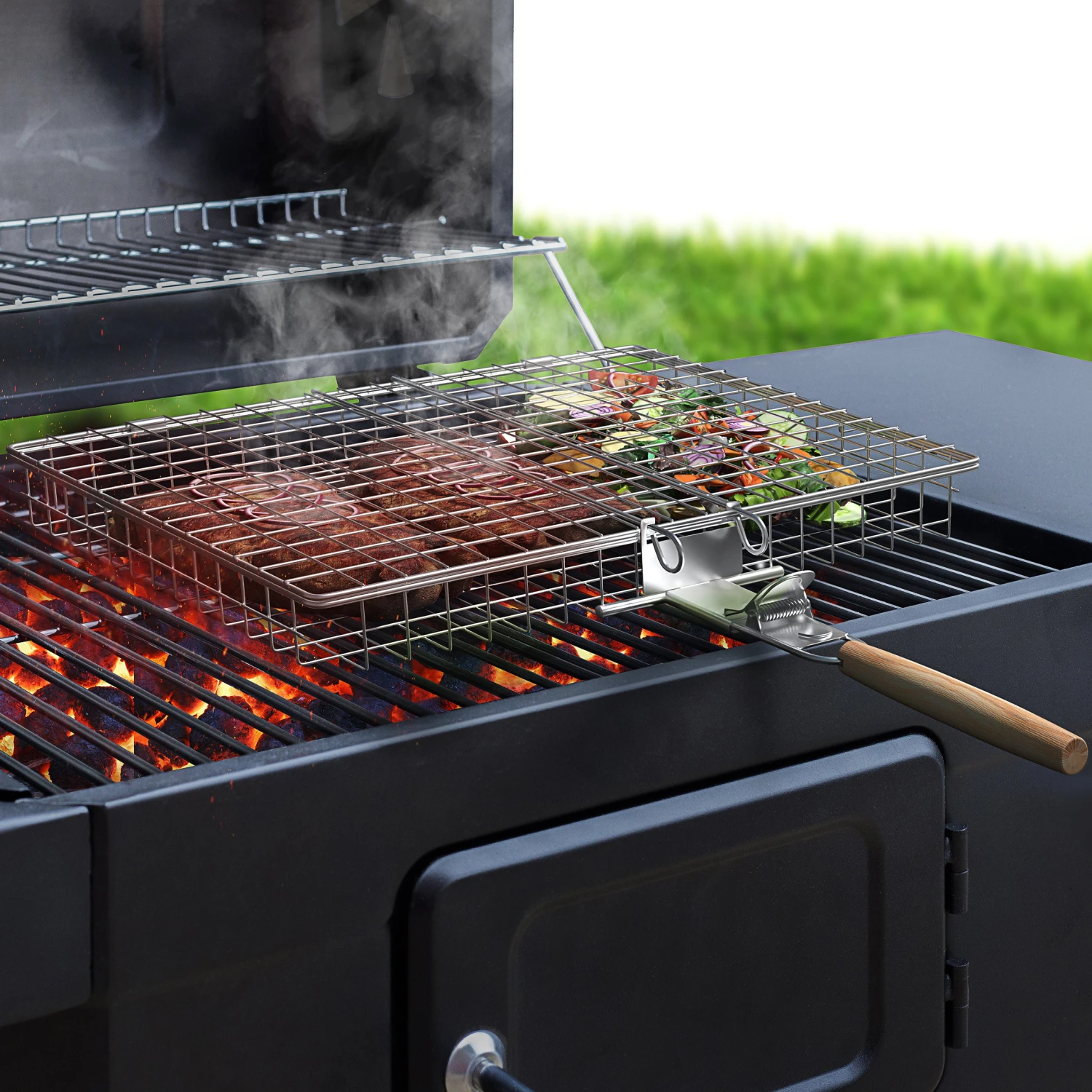 Large Stainless Steel Barbecue Grilling Basket 10 Large Stainless Steel Barbecue Grilling Basket - Image 8