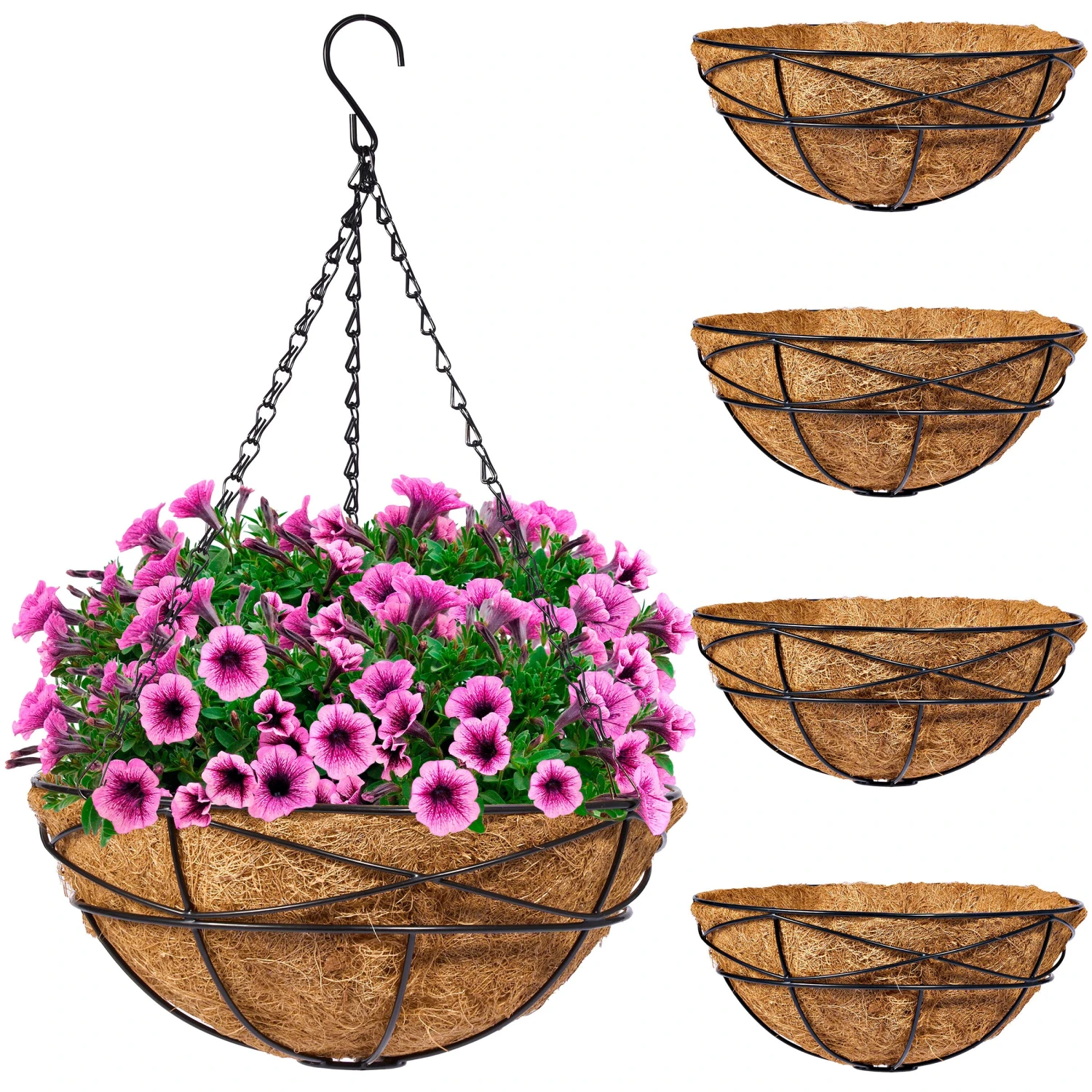 Hanging Planter Baskets W/Coco Liner (4 Pack) 3 Hanging Planter Baskets W/Coco Liner (4 Pack)