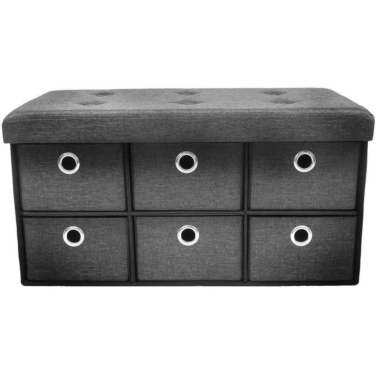 Collapsible Storage Bench Chest With Drawers 4 Collapsible Storage Bench Chest With Drawers - Image 2