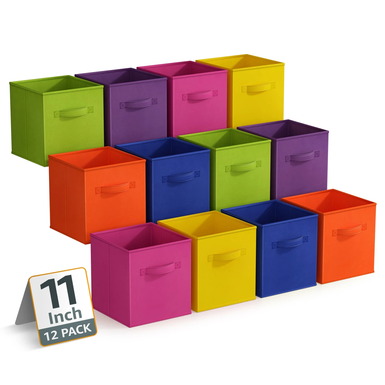 11" Cube Storage Bins 12 Pack Multicolored Set 3 11" Cube Storage Bins 12 Pack Multicolored Set