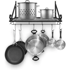 Wall Mounted Pot Rack With Hooks