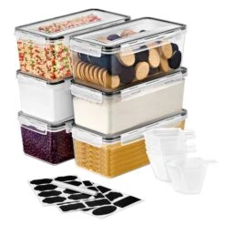 Long Rectangular Airtight Food Storage Containers With Lids (6 Pack)