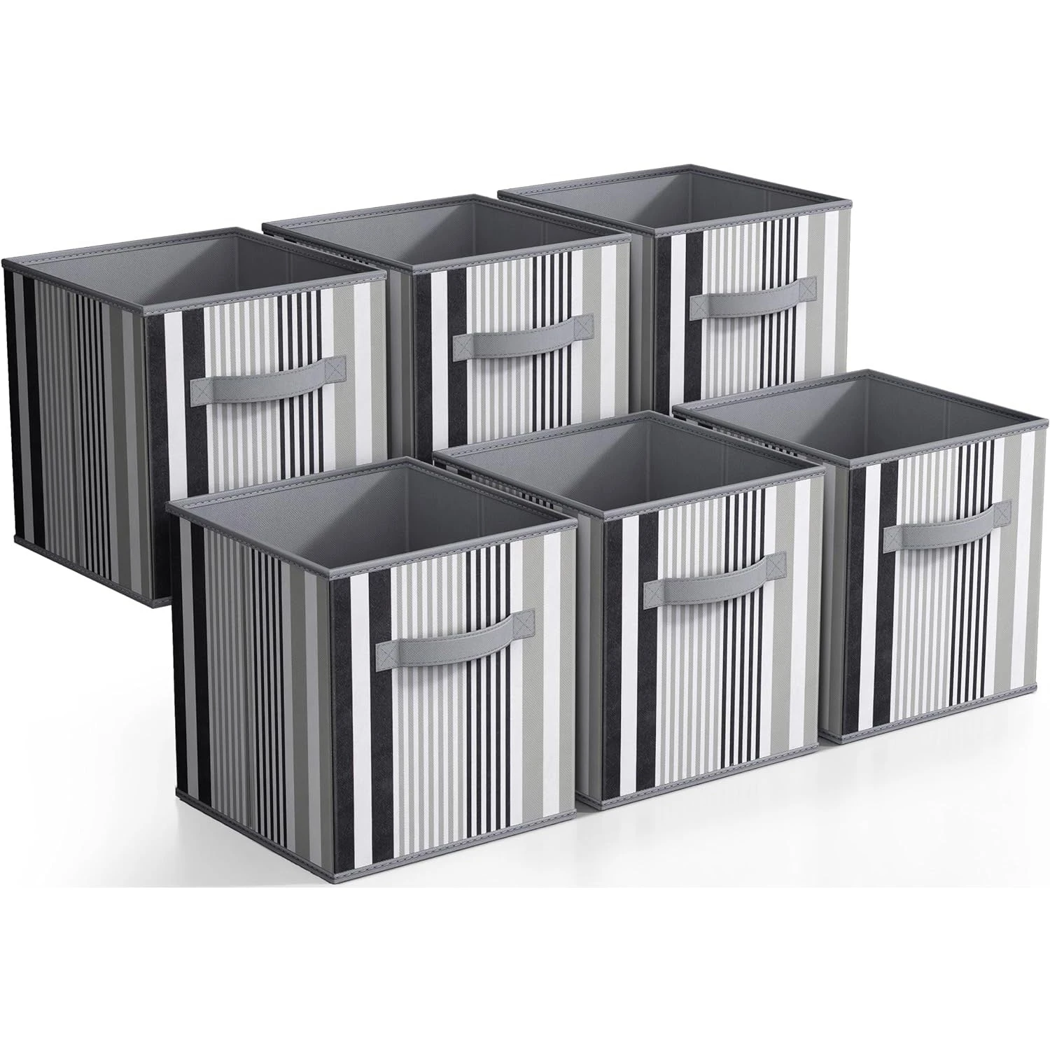 11" Cube Storage Bins (6 Pack Lines Print) 3 11" Cube Storage Bins (6 Pack Lines Print)