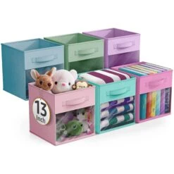 13" Large Cube Storage Bins With Window (6 Pack, Pastel) 29 13" Large Cube Storage Bins With Window (6 Pack, Pastel) -Sorbus Decor Shop 1 8cfca035 5b1c 41e2 982b 14483d6e314a