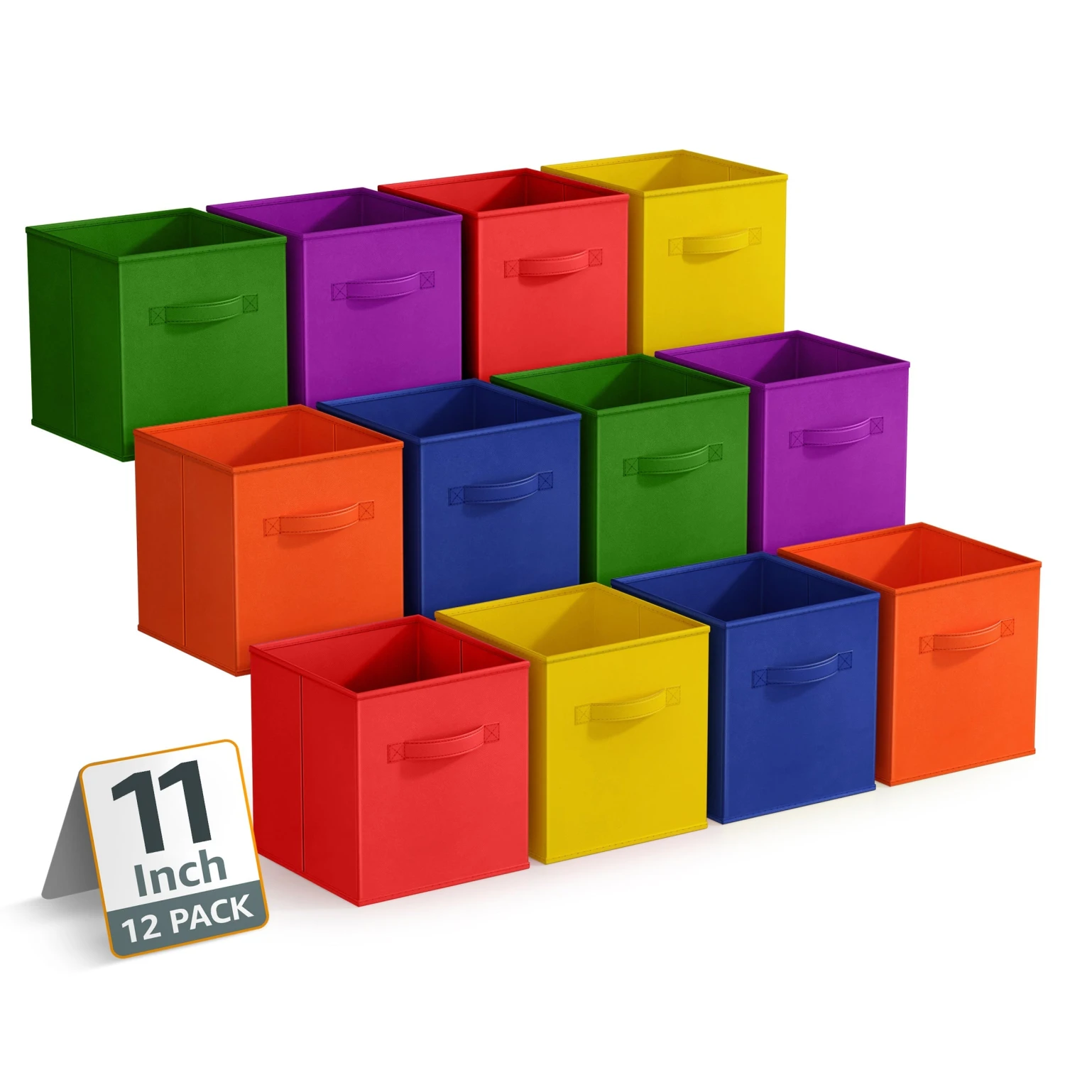 11" Cube Storage Bins 12 Pack Multicolored Set 5 11" Cube Storage Bins 12 Pack Multicolored Set - Image 3