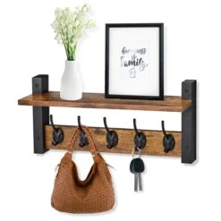 Coat Hooks Wall Mount Floating Shelf (Large & XL)