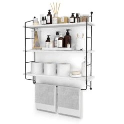 Floating Bathroom Shelf With Metal Brackets (3 Tier)