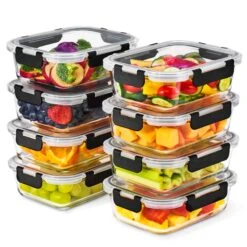Rectangular Glass Meal Prep Containers Airtight (Set Of 8)