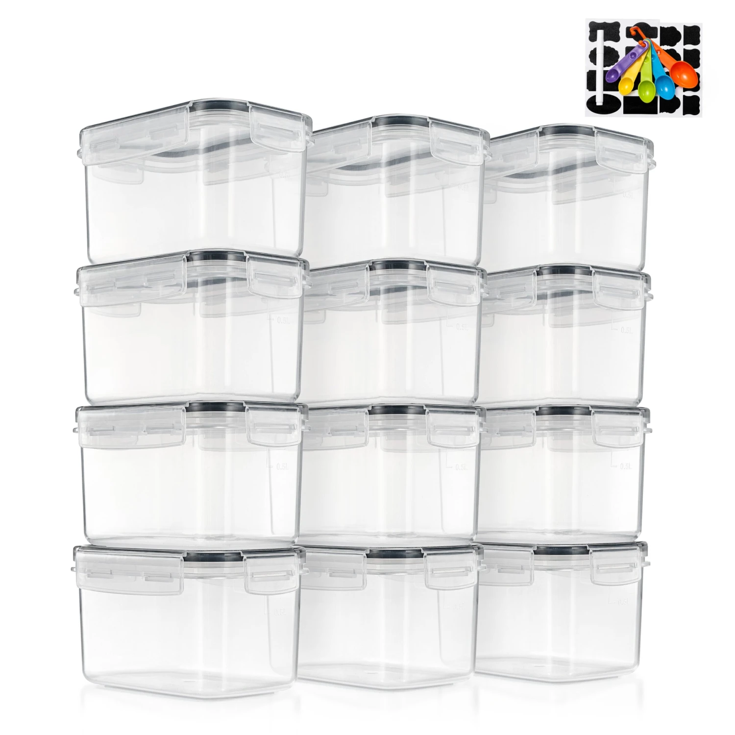 Medium Airtight Food Storage Containers With Lids (12 Pack) 4 Medium Airtight Food Storage Containers With Lids (12 Pack) - Image 2