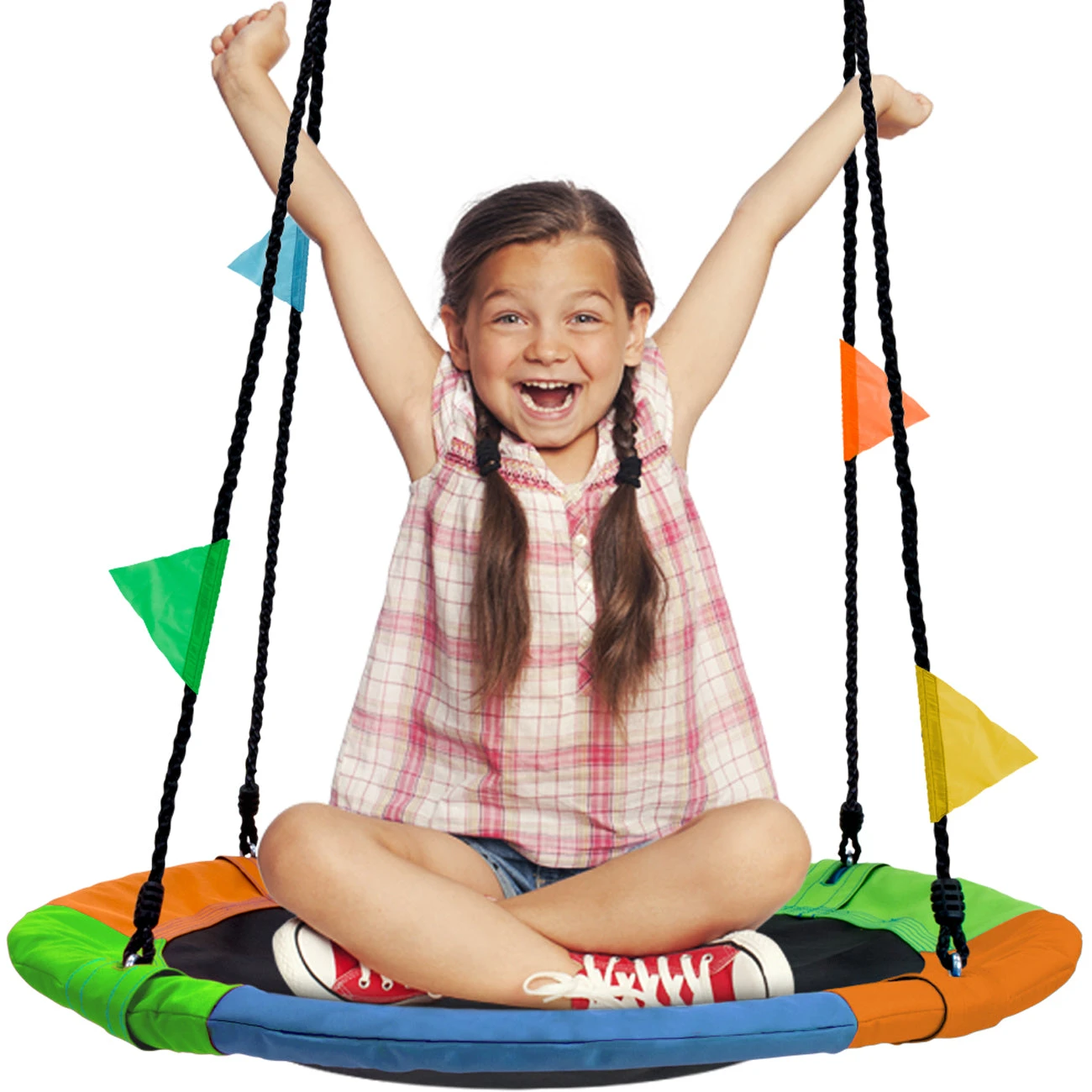 24" Saucer Tree Swing With Flags 4 24" Saucer Tree Swing With Flags - Image 2