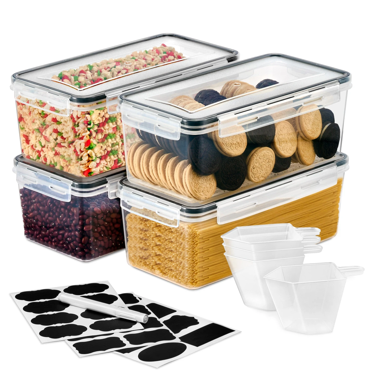 Long Rectangular Airtight Food Storage Containers With Lids (4 Pack) 3 Long Rectangular Airtight Food Storage Containers With Lids (4 Pack)