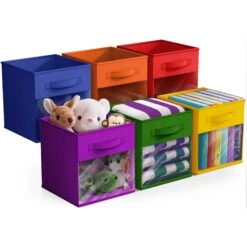 11" Cube Storage Bins With Window (6 Pack, Multi-Colored) -Sorbus Decor Shop 1 e7cd2212 ffd7 4272 a0ad 0ca6b9e49ed0