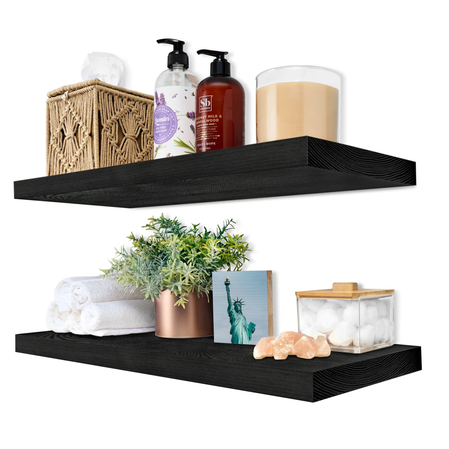 Solid Wood Floating Shelves (Set Of 2, 24”) 3 Solid Wood Floating Shelves (Set Of 2, 24”)