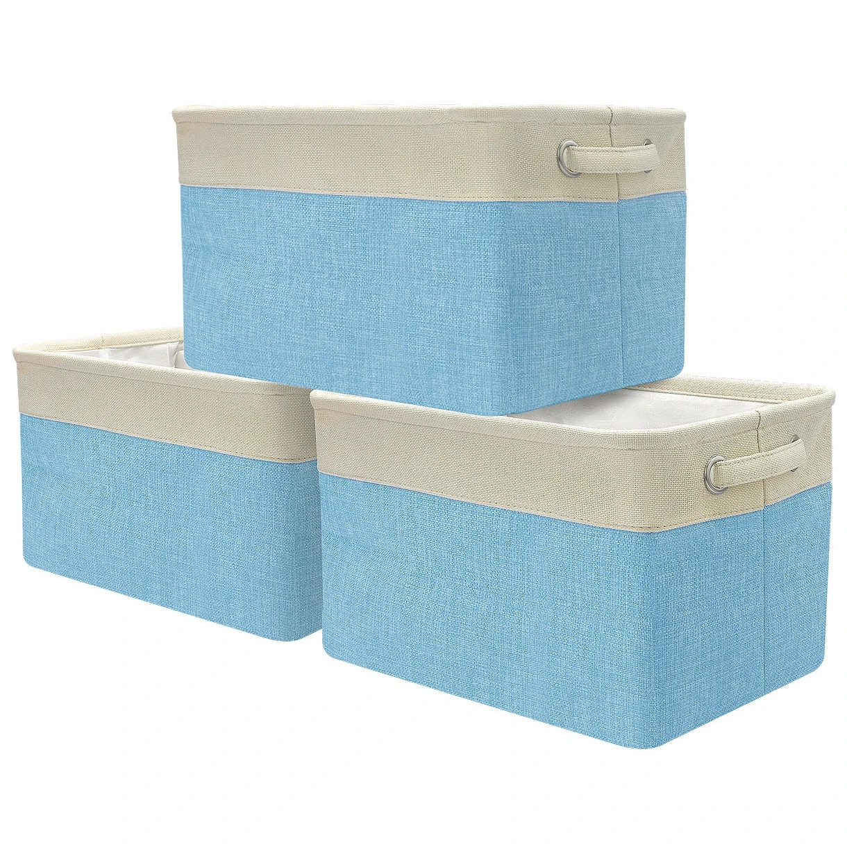 Twill Storage Basket Set With Trim (3 Pack) 3 Twill Storage Basket Set With Trim (3 Pack)