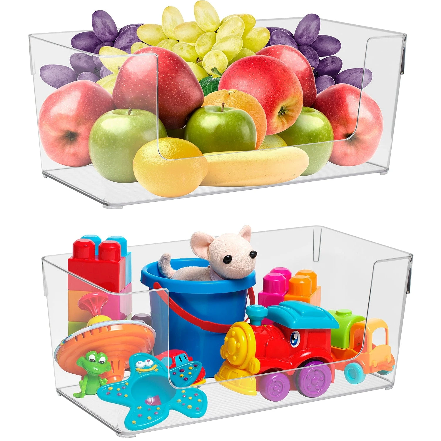 Clear Open Front Container Bin Set 3 Clear Open Front Container Bin Set