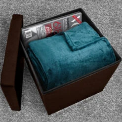 Faux Suede Storage Ottoman Cube -Sorbus Decor Shop 2. LS2 Otto Choc