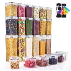 Food Dispenser Plastic Storage Airtight Containers (24 Pack)