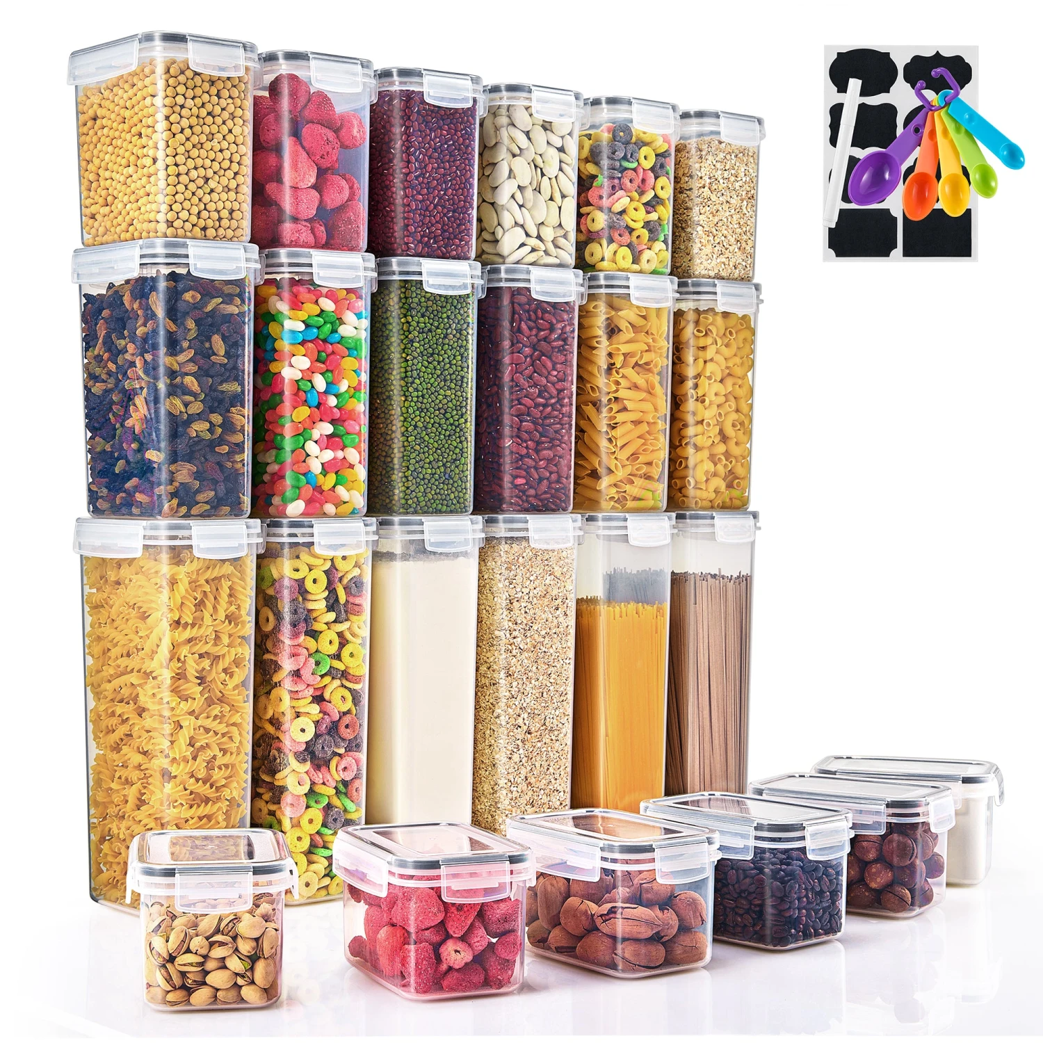 Food Dispenser Plastic Storage Airtight Containers (24 Pack) 3 Food Dispenser Plastic Storage Airtight Containers (24 Pack)