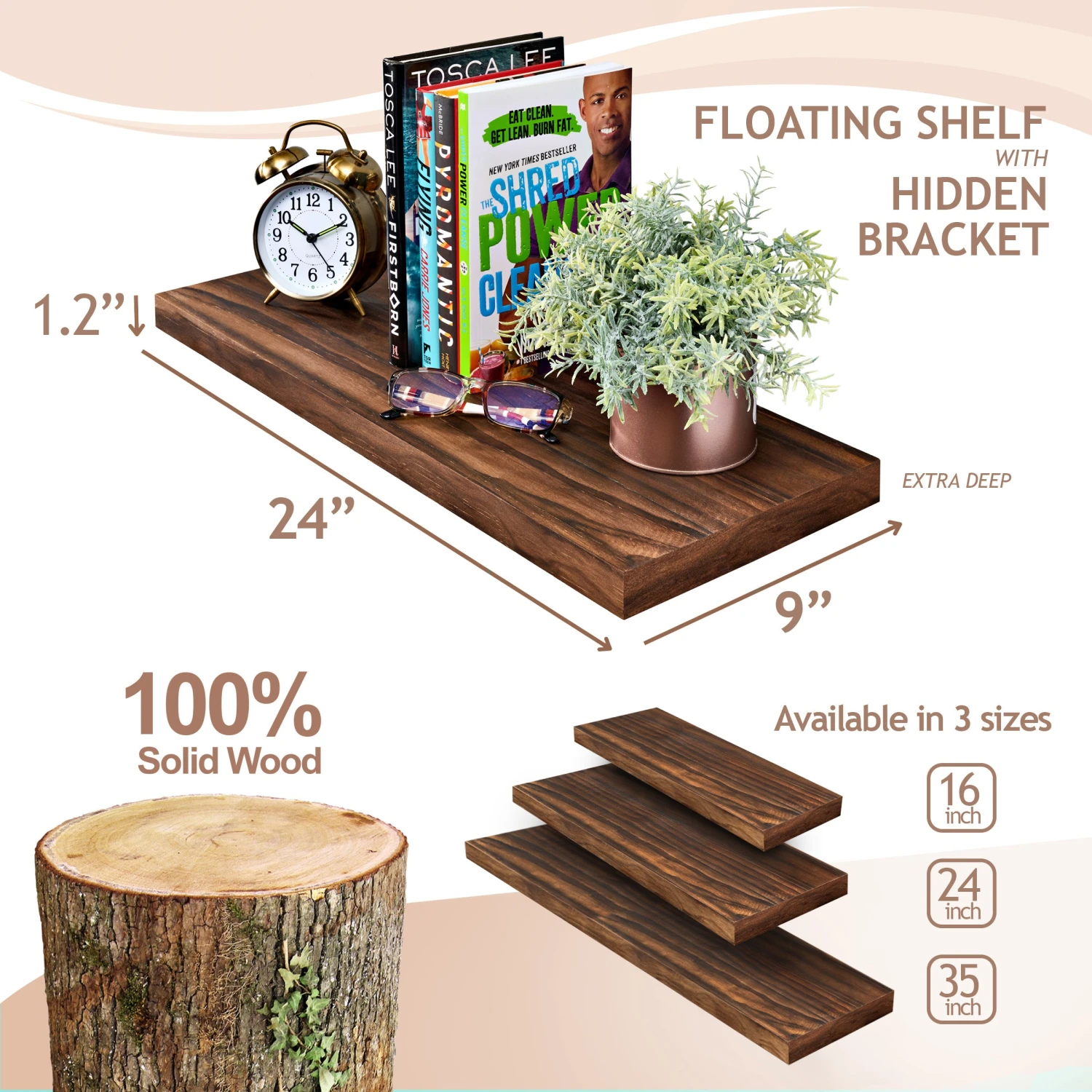 Solid Wood Floating Shelves (Set Of 2, 24”) 13 Solid Wood Floating Shelves (Set Of 2, 24”) - Image 11
