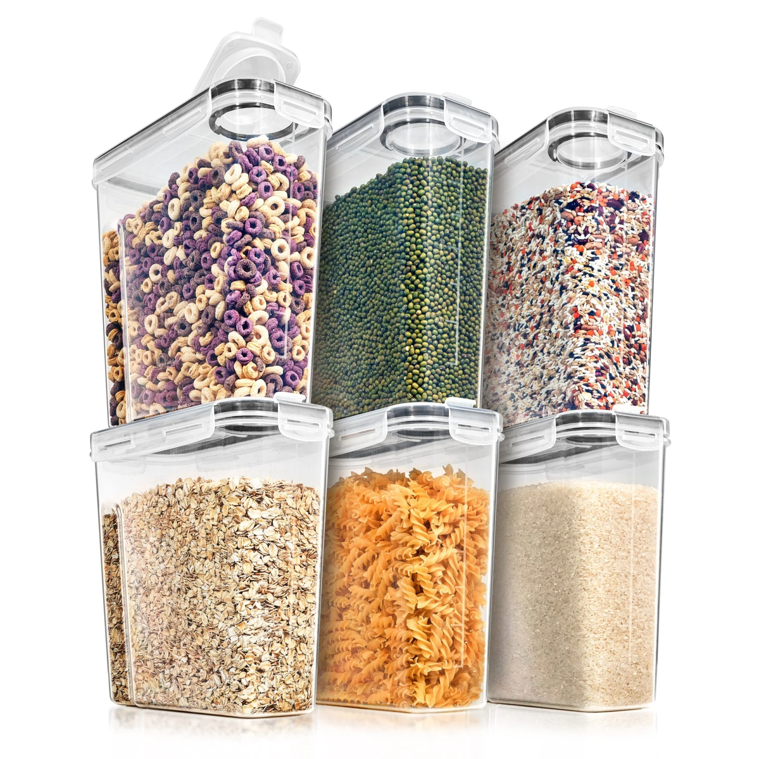 Narrow Airtight Food Storage Dispensers (6 Pack) 2 Narrow Airtight Food Storage Dispensers (6 Pack)
