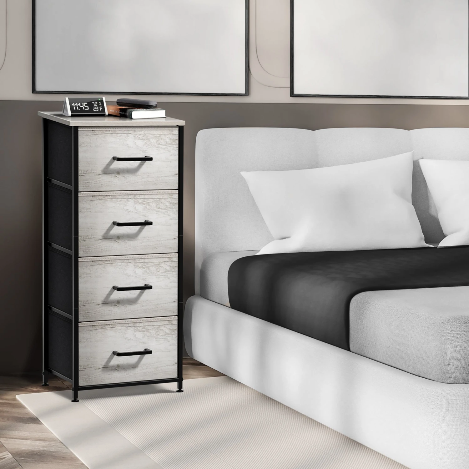 4 Drawer Vertical Short Nightstand 5 4 Drawer Vertical Short Nightstand - Image 4