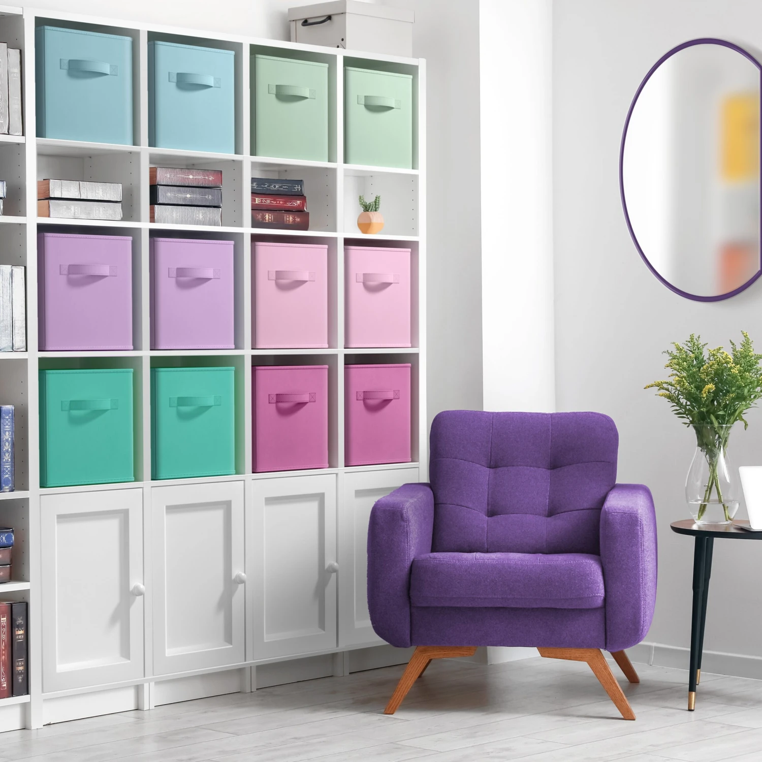 11" Cube Storage Bins 12 Pack Multicolored Set 19 11" Cube Storage Bins 12 Pack Multicolored Set - Image 17