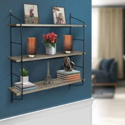 Floating Wall Shelf With Metal Brackets (3 Tier) -Sorbus Decor Shop 2 30d3e133 6c2e 43b1 af7f 92de1330b59c