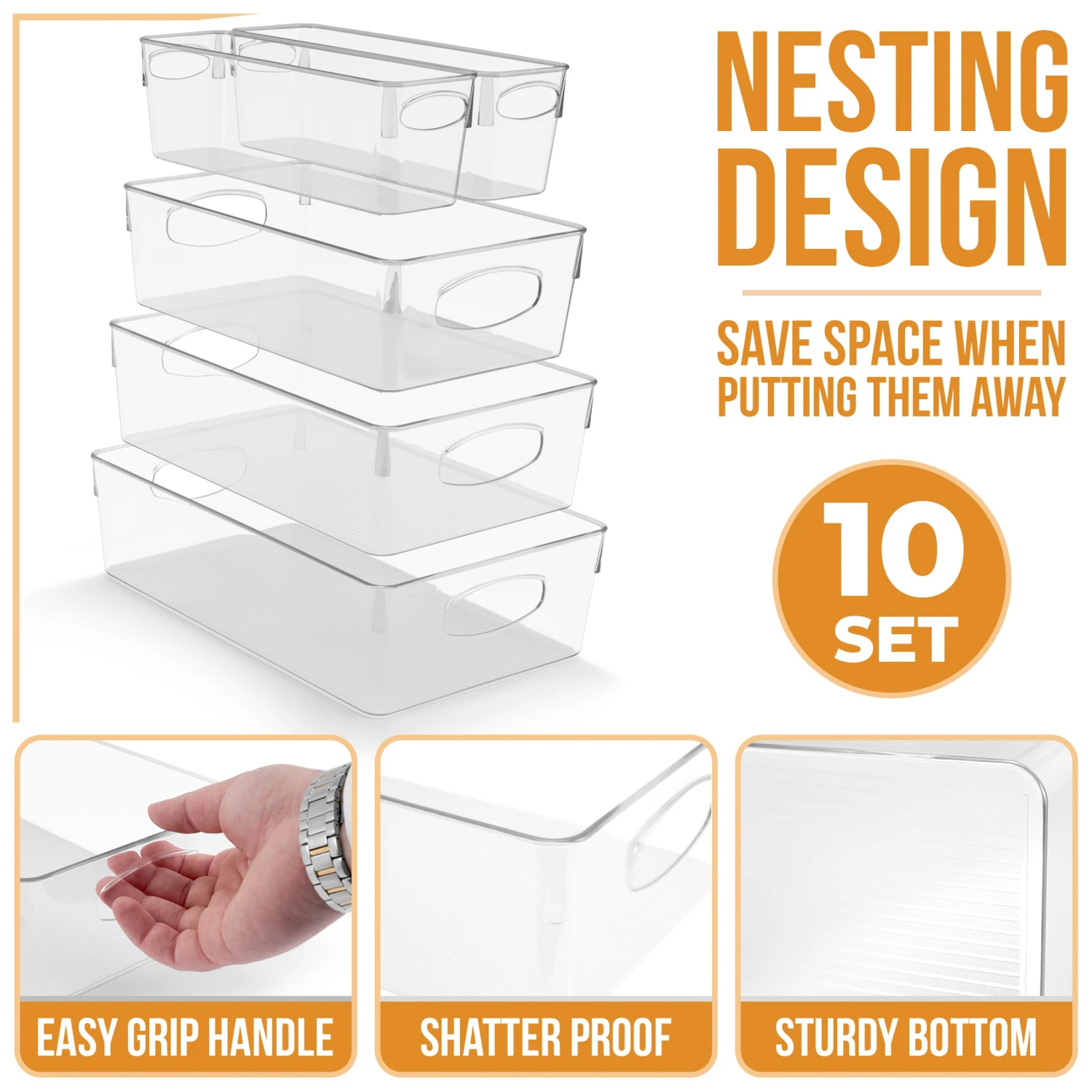 Plastic Clear Bins (10 Pack) 5 Plastic Clear Bins (10 Pack) - Image 3