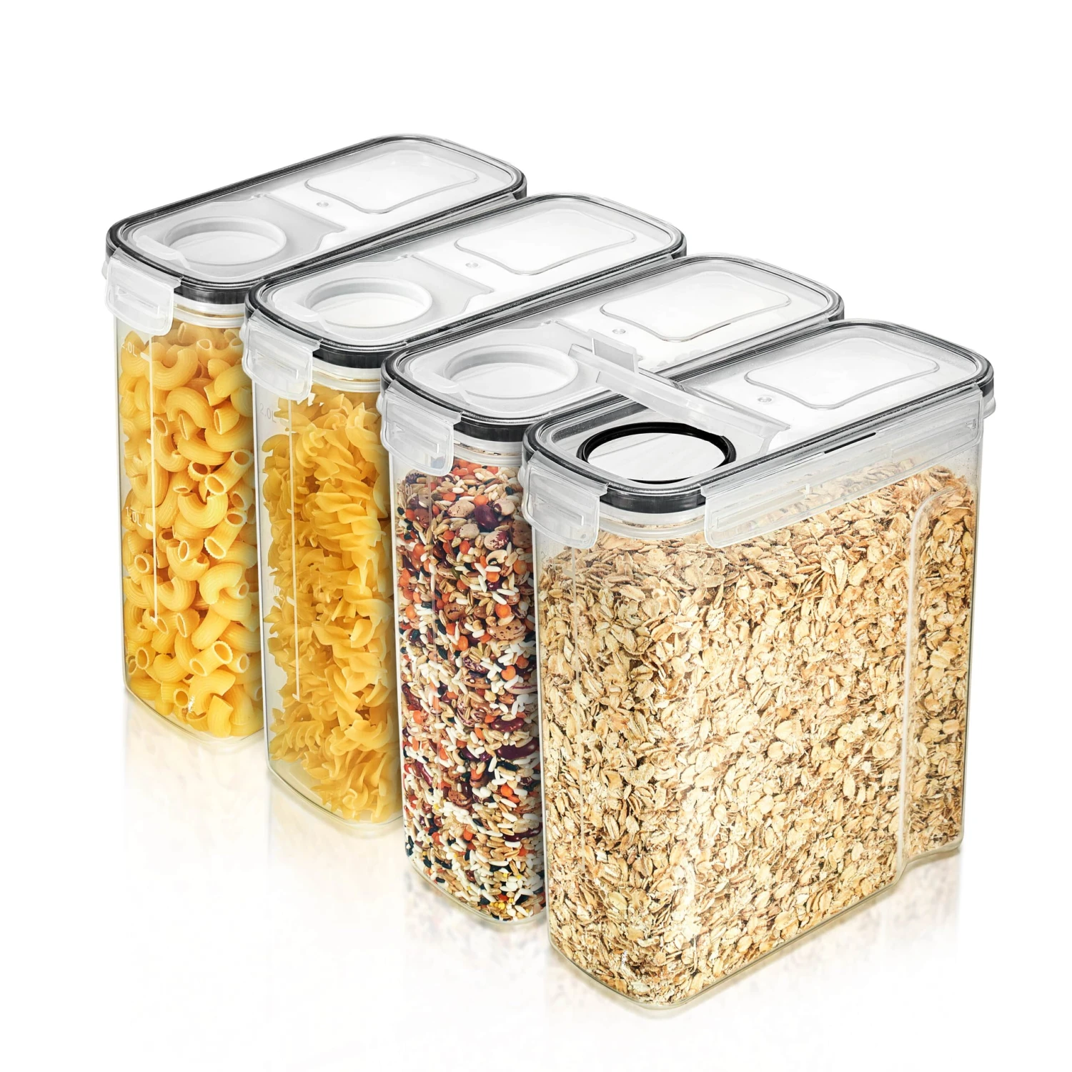 Narrow Airtight Food Storage Dispensers (4 Pack) 3 Narrow Airtight Food Storage Dispensers (4 Pack)
