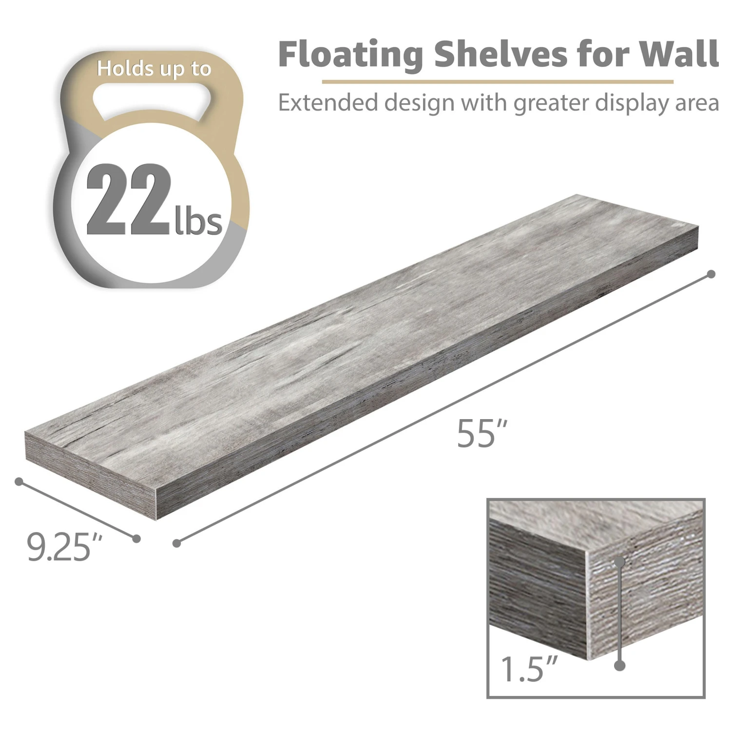 55-Inch Extra Long Floating Shelves (Set Of 2) 17 55-Inch Extra Long Floating Shelves (Set Of 2) - Image 15
