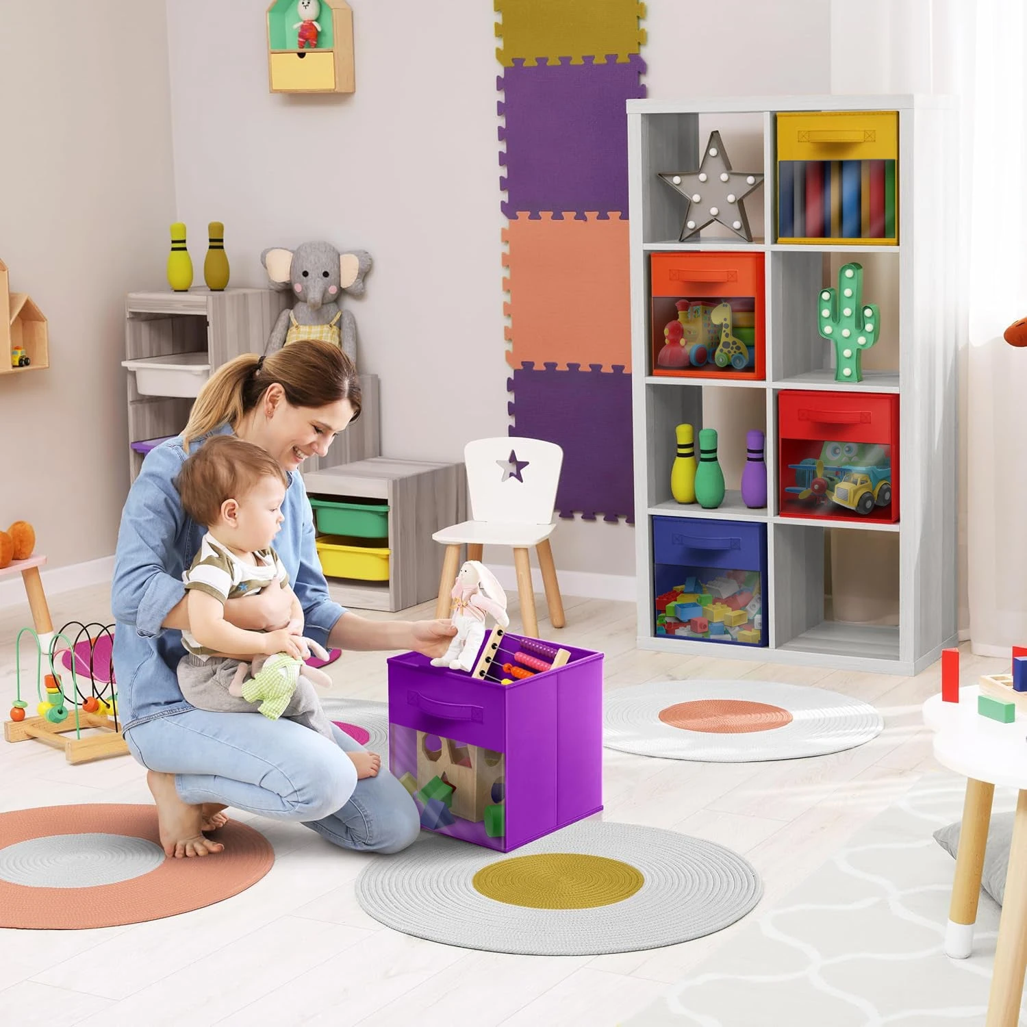 13" Large Cube Storage Bins With Windows (6 Pack Multi) 11 13" Large Cube Storage Bins With Windows (6 Pack Multi) - Image 9