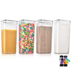 Airtight Cereal Dispenser Easy Pour Canister Set (4 Pack) -Sorbus Decor Shop 2 953b9e94 efda 4a39 809c c826f1e07d8a