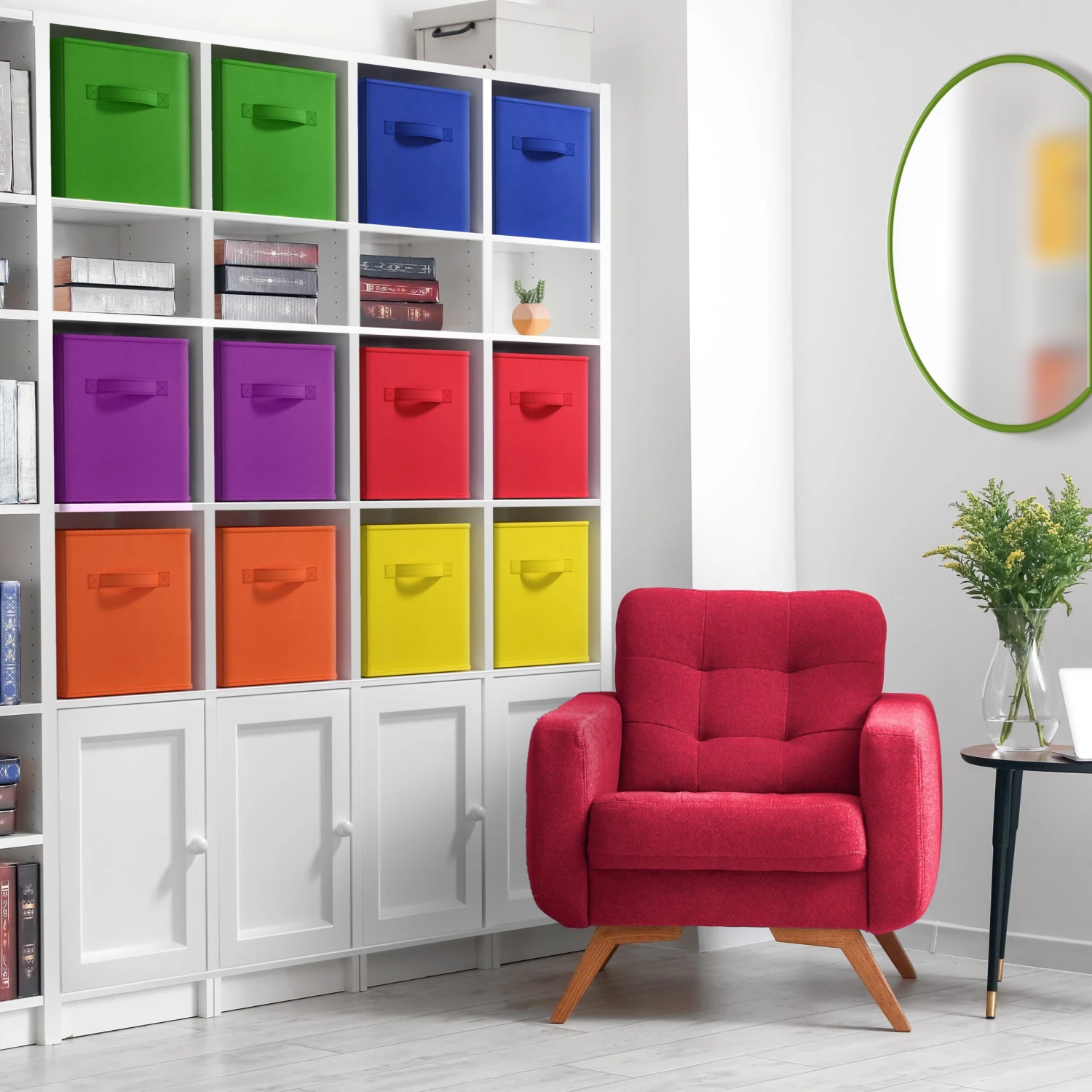 11" Cube Storage Bins 12 Pack Multicolored Set 6 11" Cube Storage Bins 12 Pack Multicolored Set - Image 4