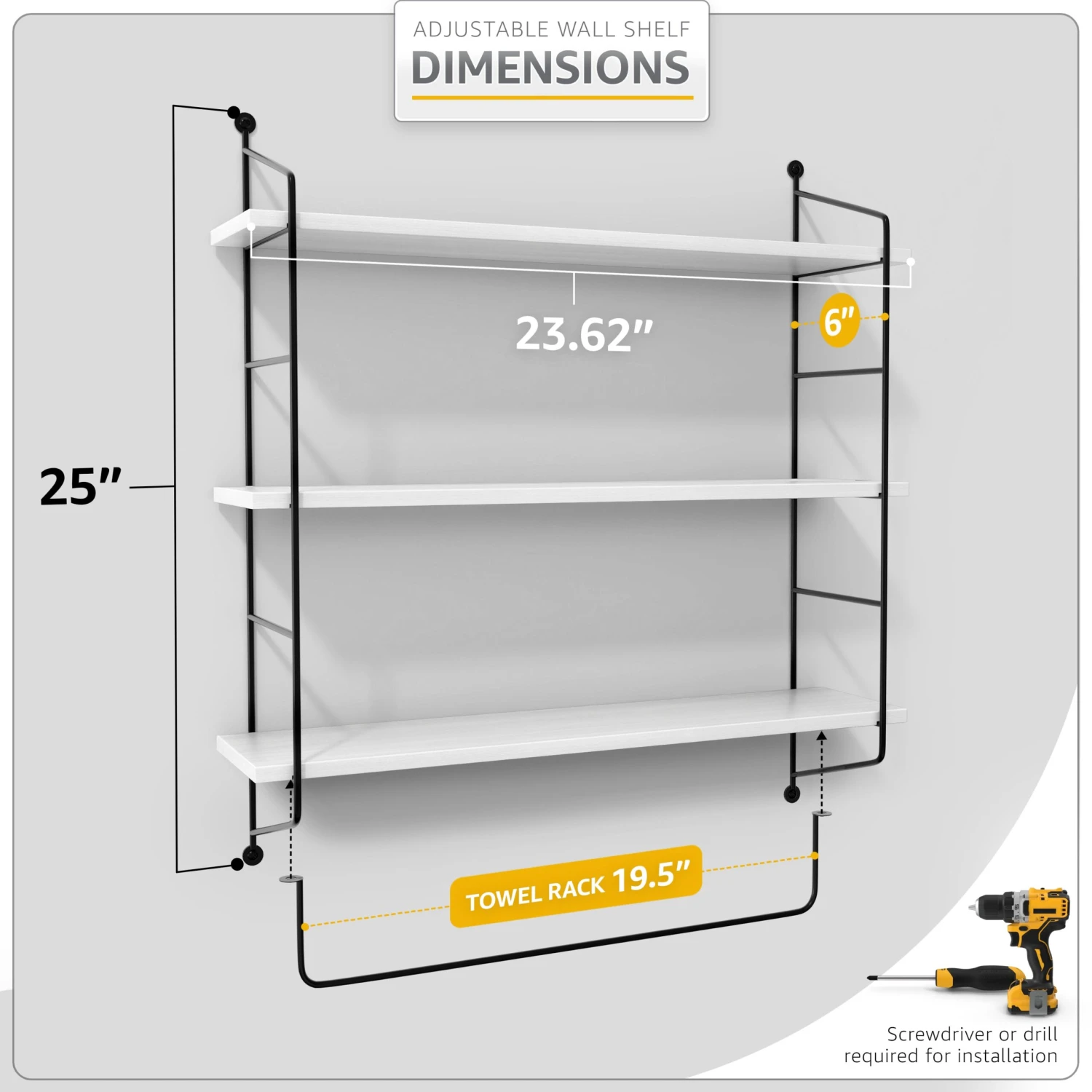 Floating Bathroom Shelf With Metal Brackets (3 Tier) 7 Floating Bathroom Shelf With Metal Brackets (3 Tier) - Image 5
