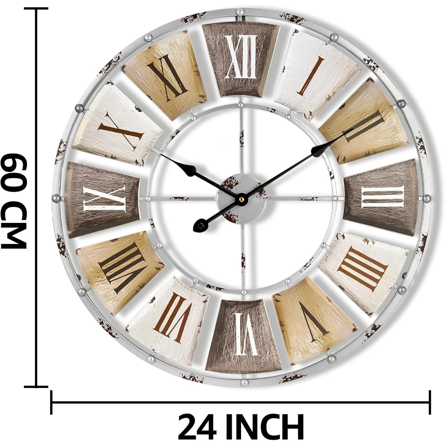 24" Vintage Industrial Wall Clock (Roman) 5 24" Vintage Industrial Wall Clock (Roman) - Image 3