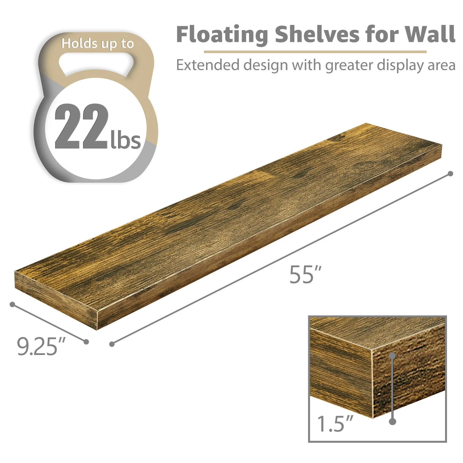55-Inch Extra Long Floating Shelves (Set Of 2) 11 55-Inch Extra Long Floating Shelves (Set Of 2) - Image 9
