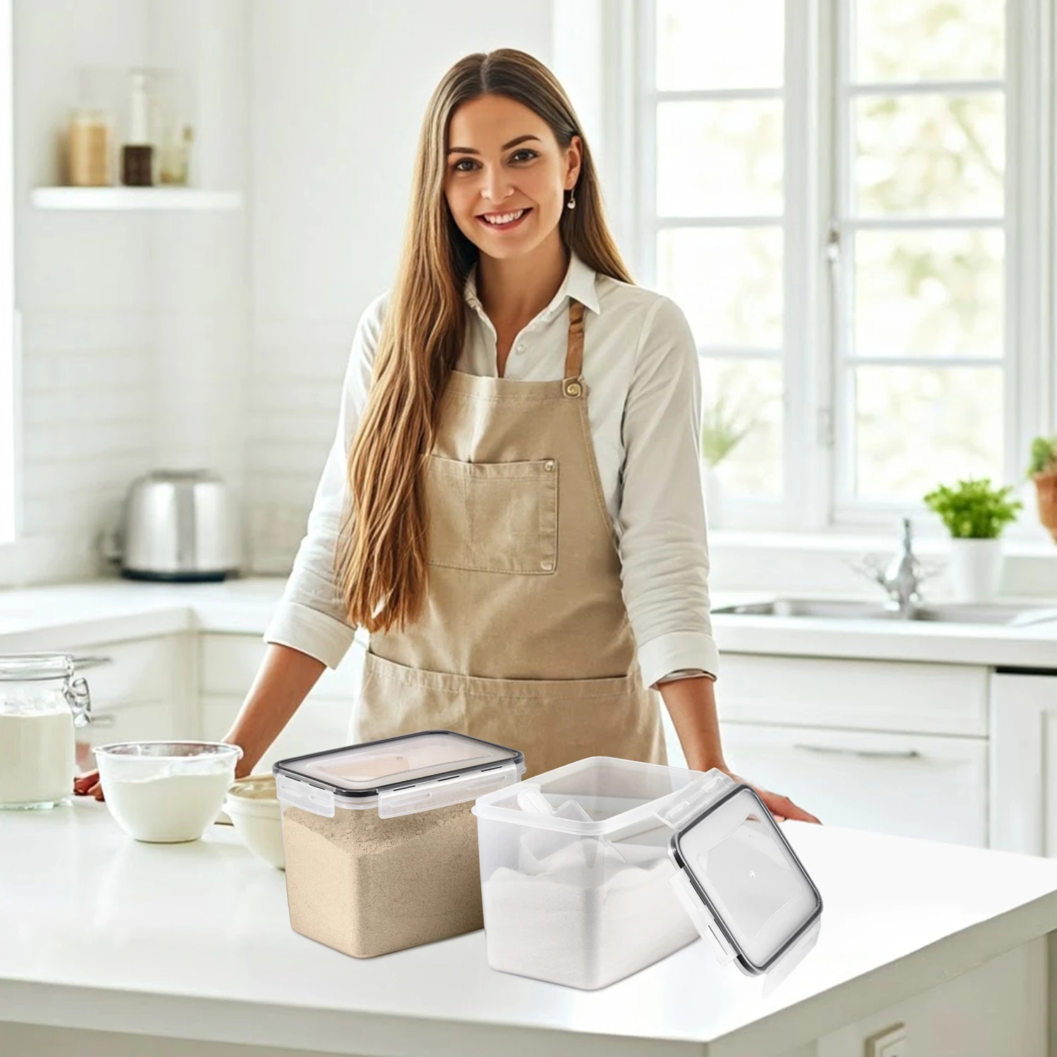 Large Narrow Airtight Food Storage Containers With Lids (2 Pack) 5 Large Narrow Airtight Food Storage Containers With Lids (2 Pack) - Image 3