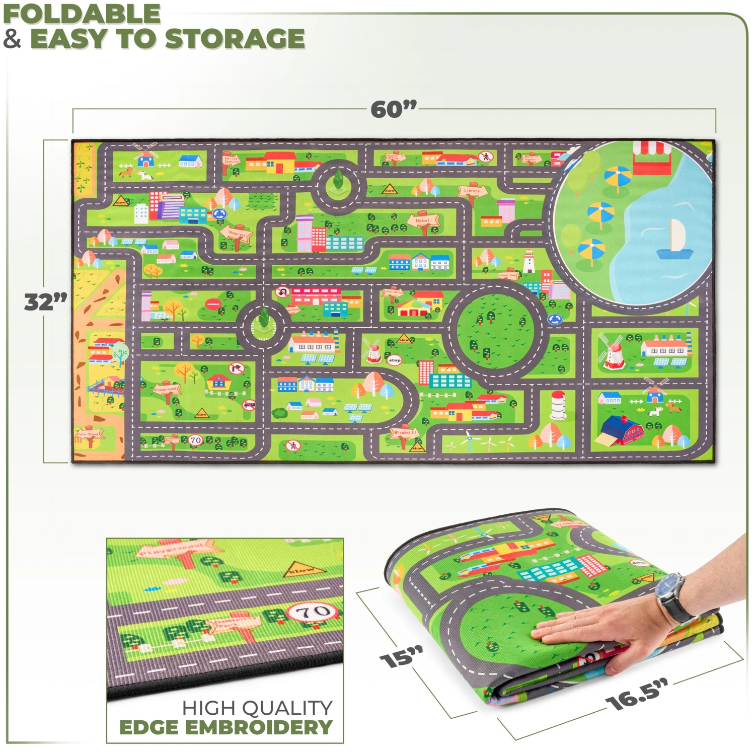 City Streets Car Road Map Kids Play Mat (L, XL) 14 City Streets Car Road Map Kids Play Mat (L, XL) - Image 12