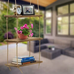 Rope Floating Shelf Rustic Wood (3 Tier) -Sorbus Decor Shop 2 e98c19e4 33d1 401b 816b ee88704cc779