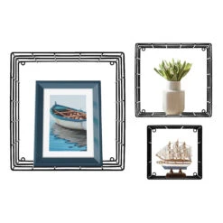 Square Floating Shelves (Set Of 3) -Sorbus Decor Shop 3. FLT MTLSQR BLK
