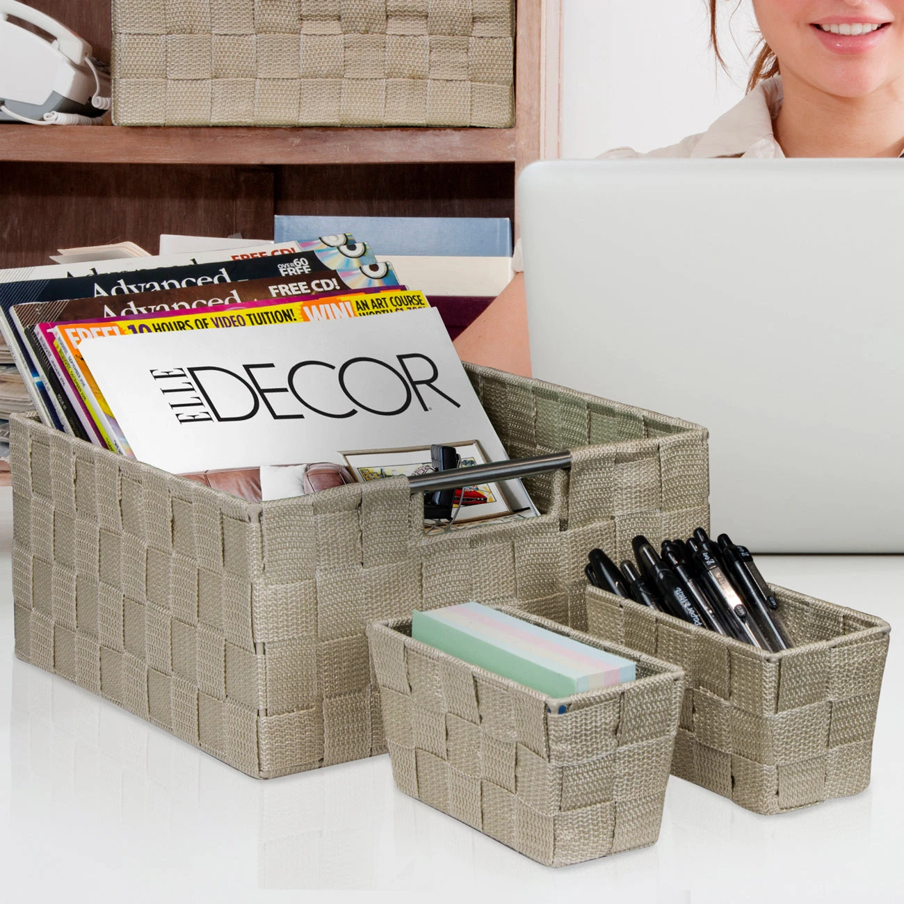 Basket Bin Set Double Woven (9 Pack) 6 Basket Bin Set Double Woven (9 Pack) - Image 4