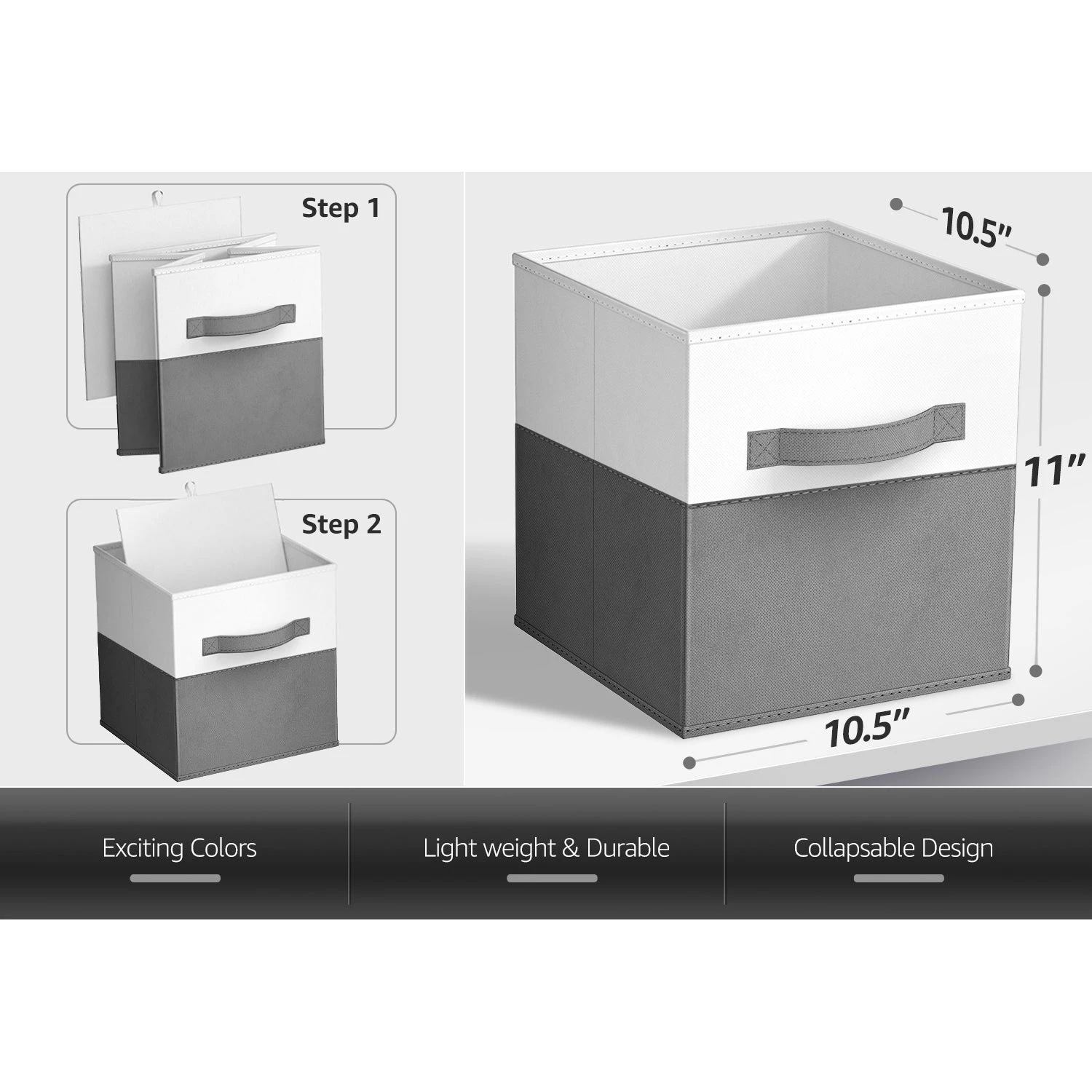 11" Cube Storage Fabric Bins (Two-Toned, 6 Pack) 22 11" Cube Storage Fabric Bins (Two-Toned, 6 Pack) - Image 20