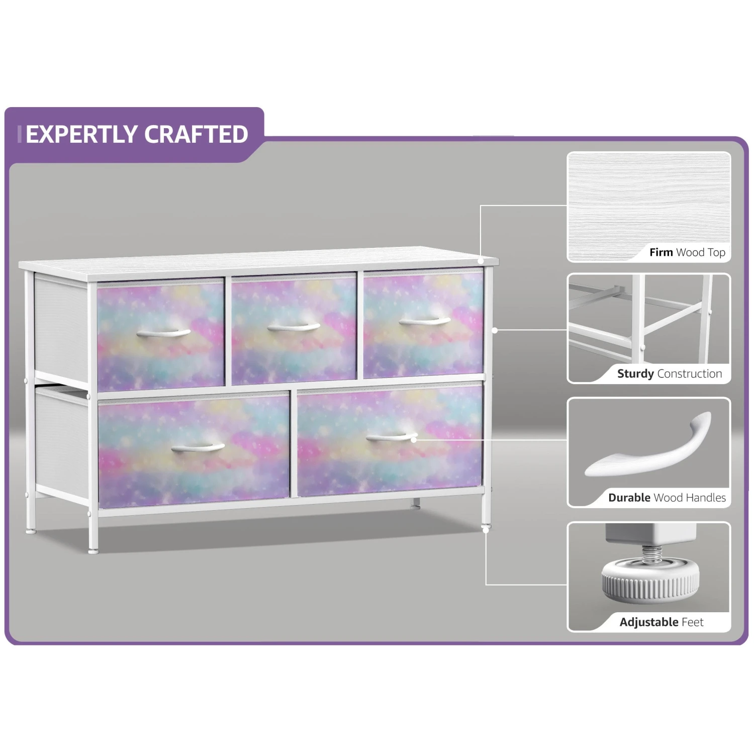 5 Drawer Wide Short Dresser 20 5 Drawer Wide Short Dresser - Image 18